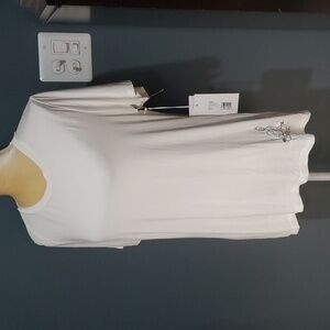 NWT Calme By Johnny Was Embroidered Yoga Crew Neck T-Shirt Large